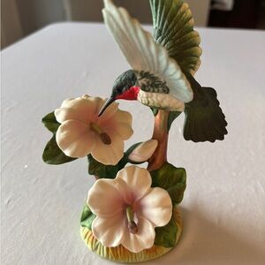 Vibrant Hummingbird and Flower Art Sculpture